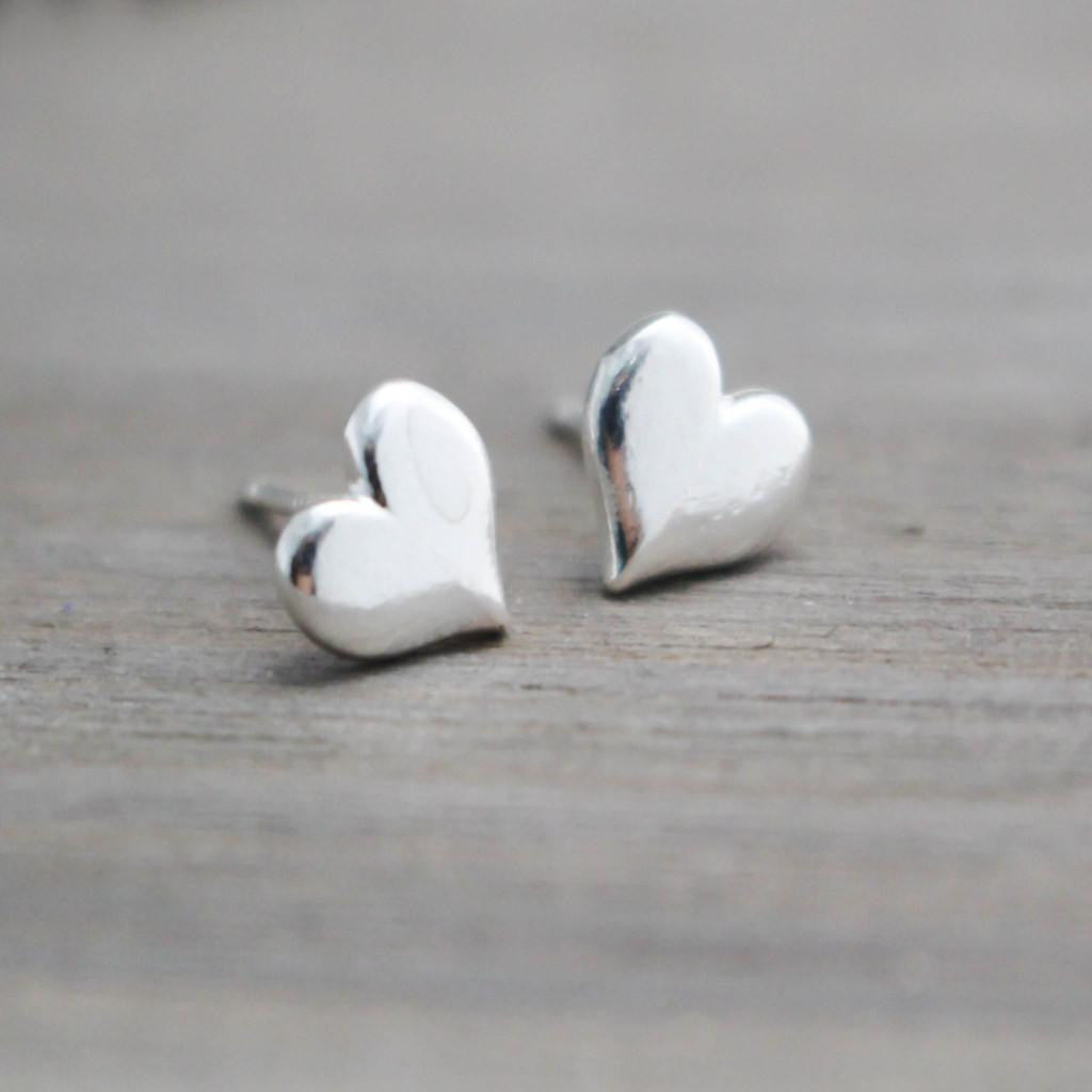 Sterling Silver Heart Stud Earrings-Womens-LittleGreenRoomJewelry-LittleGreenRoomJewelry